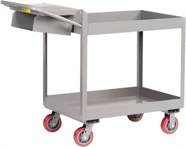 Little Giant - 3,600 Lb Capacity, 18" Wide x 46" Long x 41" High Deep Shelf Cart - 2 Shelf, Steel, Polyurethane Casters - Benchmark Tooling