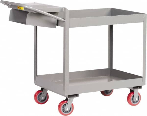 Little Giant - 3,600 Lb Capacity, 24" Wide x 64" Long x 41" High Deep Shelf Cart - 2 Shelf, Steel, Polyurethane Casters - Benchmark Tooling