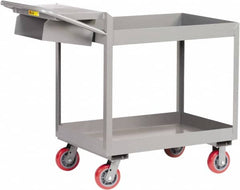 Little Giant - 3,600 Lb Capacity, 24" Wide x 64" Long x 41" High Deep Shelf Cart - 2 Shelf, Steel, Polyurethane Casters - Benchmark Tooling