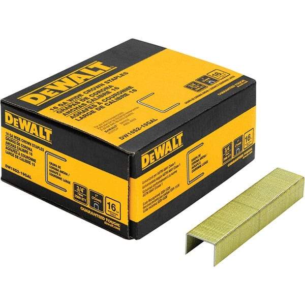 DeWALT - 3/4" Long x 1/16" Wide, 16 Gauge Crowned Construction Staple - Steel, Galvanized Finish - Benchmark Tooling