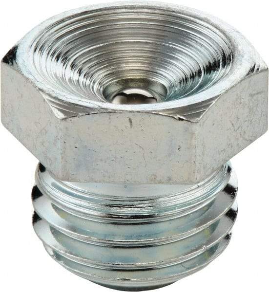 Umeta - Straight Head Angle, 3/4-14 NPTF Steel Flush-Style Grease Fitting - Zinc Plated Finish - Benchmark Tooling