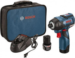 Bosch - 12 Volt, 1/4" Drive, 975 In/Lb Torque, Cordless Impact Driver - 2600 RPM, 2 Lithium-Ion Batteries Included - Benchmark Tooling