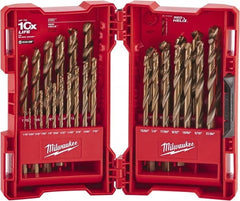 Milwaukee Tool - 1/16 to 1/2", 135° Point, Bright Finish, Cobalt Maintenance Length Drill Bit Set - Benchmark Tooling