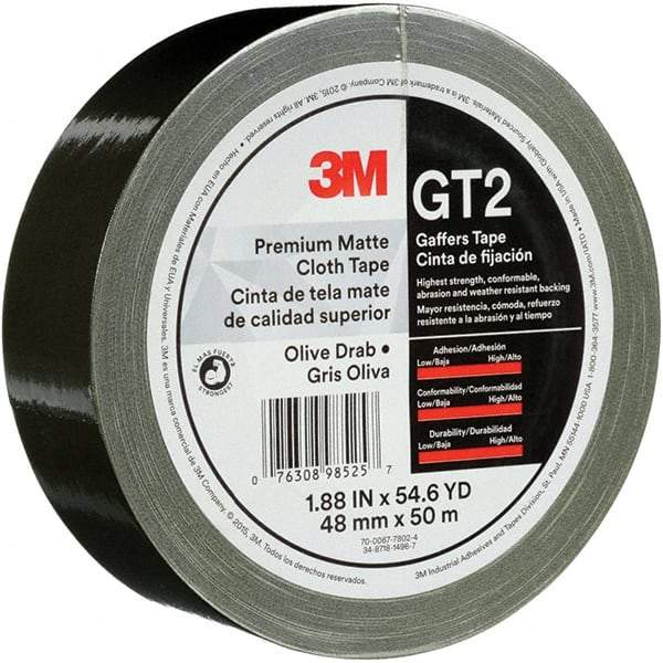 3M - 2" x 50m Red Gaffers Tape - 11 mil, Rubber Adhesive, Cotton Cloth Backing, Series GT2 - Benchmark Tooling