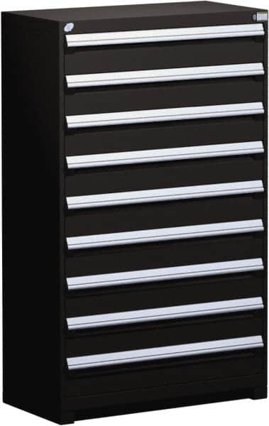 Rousseau Metal - 9 Drawer, Modular Storage Cabinet - Steel, 48" Wide x 27" Deep x 60" High, Black - Benchmark Tooling