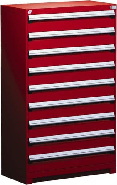 Rousseau Metal - 9 Drawer, Modular Storage Cabinet - Steel, 48" Wide x 27" Deep x 60" High, Flame Red - Benchmark Tooling