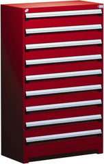 Rousseau Metal - 9 Drawer, Modular Storage Cabinet - Steel, 48" Wide x 27" Deep x 60" High, Flame Red - Benchmark Tooling