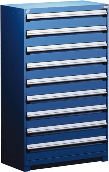 Rousseau Metal - 9 Drawer, Modular Storage Cabinet - Steel, 48" Wide x 27" Deep x 60" High, Avalanche Blue - Benchmark Tooling
