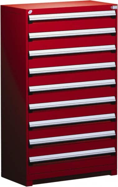 Rousseau Metal - 9 Drawer, Modular Storage Cabinet - Steel, 48" Wide x 24" Deep x 60" High, Flame Red - Benchmark Tooling