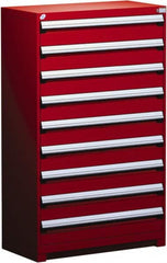Rousseau Metal - 9 Drawer, Modular Storage Cabinet - Steel, 48" Wide x 24" Deep x 60" High, Flame Red - Benchmark Tooling