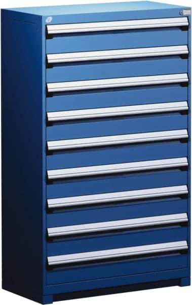 Rousseau Metal - 9 Drawer, Modular Storage Cabinet - Steel, 48" Wide x 24" Deep x 60" High, Avalanche Blue - Benchmark Tooling