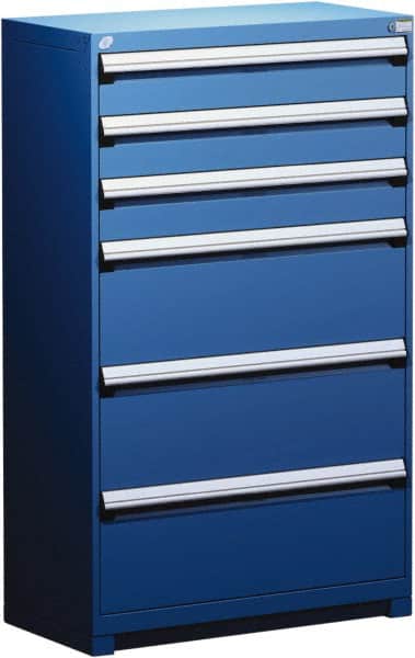 Rousseau Metal - 6 Drawer, Modular Storage Cabinet - Steel, 48" Wide x 27" Deep x 60" High, Avalanche Blue - Benchmark Tooling
