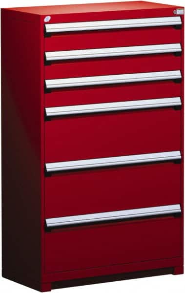 Rousseau Metal - 6 Drawer, Modular Storage Cabinet - Steel, 48" Wide x 24" Deep x 60" High, Flame Red - Benchmark Tooling