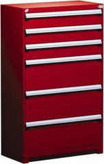 Rousseau Metal - 6 Drawer, Modular Storage Cabinet - Steel, 48" Wide x 27" Deep x 60" High, Flame Red - Benchmark Tooling