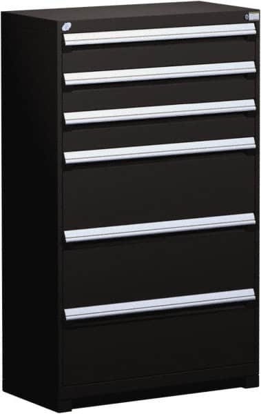 Rousseau Metal - 6 Drawer, Modular Storage Cabinet - Steel, 48" Wide x 24" Deep x 60" High, Black - Benchmark Tooling