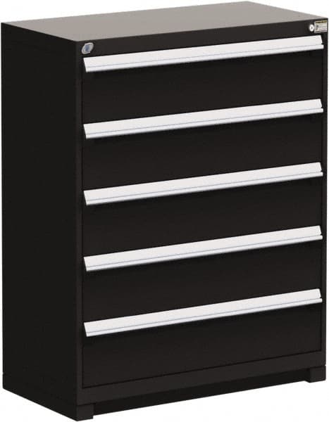 Rousseau Metal - 5 Drawer, Modular Storage Cabinet - Steel, 48" Wide x 27" Deep x 46" High, Black - Benchmark Tooling