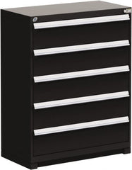Rousseau Metal - 5 Drawer, Modular Storage Cabinet - Steel, 48" Wide x 27" Deep x 46" High, Black - Benchmark Tooling