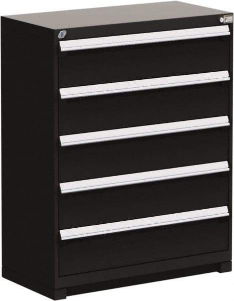 Rousseau Metal - 5 Drawer, Modular Storage Cabinet - Steel, 48" Wide x 24" Deep x 46" High, Black - Benchmark Tooling