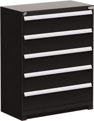 Rousseau Metal - 5 Drawer, Modular Storage Cabinet - Steel, 48" Wide x 24" Deep x 46" High, Black - Benchmark Tooling