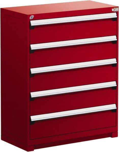 Rousseau Metal - 5 Drawer, Modular Storage Cabinet - Steel, 48" Wide x 24" Deep x 46" High, Flame Red - Benchmark Tooling