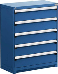 Rousseau Metal - 5 Drawer, Modular Storage Cabinet - Steel, 48" Wide x 24" Deep x 46" High, Avalanche Blue - Benchmark Tooling