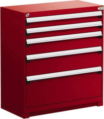 Rousseau Metal - 5 Drawer, Modular Storage Cabinet - Steel, 48" Wide x 27" Deep x 40" High, Flame Red - Benchmark Tooling