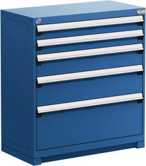 Rousseau Metal - 5 Drawer, Modular Storage Cabinet - Steel, 48" Wide x 27" Deep x 40" High, Avalanche Blue - Benchmark Tooling