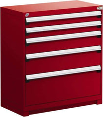 Rousseau Metal - 5 Drawer, Modular Storage Cabinet - Steel, 48" Wide x 24" Deep x 40" High, Flame Red - Benchmark Tooling