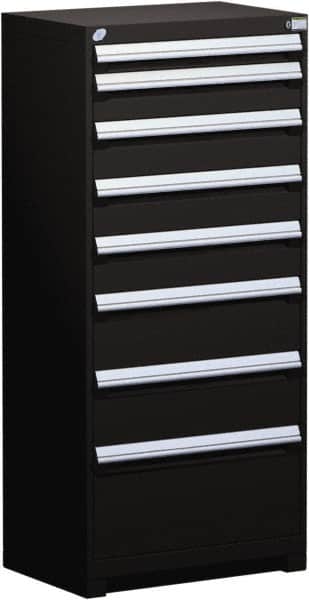 Rousseau Metal - 8 Drawer, Modular Storage Cabinet - Steel, 36" Wide x 24" Deep x 60" High, Black - Benchmark Tooling