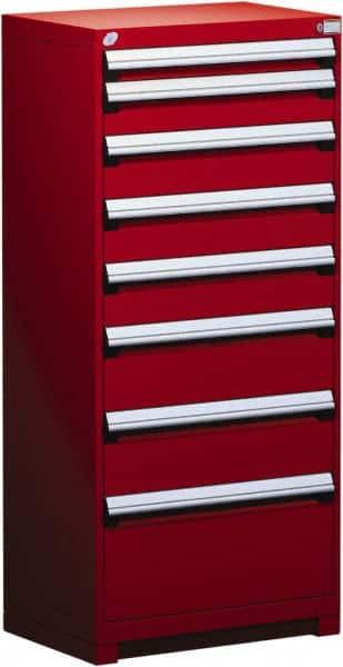 Rousseau Metal - 8 Drawer, Modular Storage Cabinet - Steel, 36" Wide x 24" Deep x 60" High, Flame Red - Benchmark Tooling