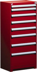 Rousseau Metal - 8 Drawer, Modular Storage Cabinet - Steel, 36" Wide x 24" Deep x 60" High, Flame Red - Benchmark Tooling