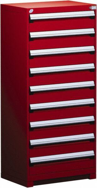 Rousseau Metal - 9 Drawer, Modular Storage Cabinet - Steel, 36" Wide x 24" Deep x 60" High, Flame Red - Benchmark Tooling