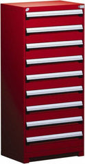 Rousseau Metal - 9 Drawer, Modular Storage Cabinet - Steel, 36" Wide x 24" Deep x 60" High, Flame Red - Benchmark Tooling