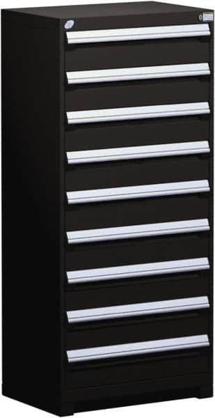 Rousseau Metal - 9 Drawer, Modular Storage Cabinet - Steel, 36" Wide x 18" Deep x 60" High, Black - Benchmark Tooling