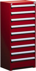 Rousseau Metal - 9 Drawer, Modular Storage Cabinet - Steel, 36" Wide x 18" Deep x 60" High, Flame Red - Benchmark Tooling