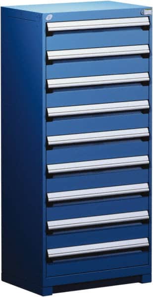 Rousseau Metal - 9 Drawer, Modular Storage Cabinet - Steel, 36" Wide x 18" Deep x 60" High, Avalanche Blue - Benchmark Tooling