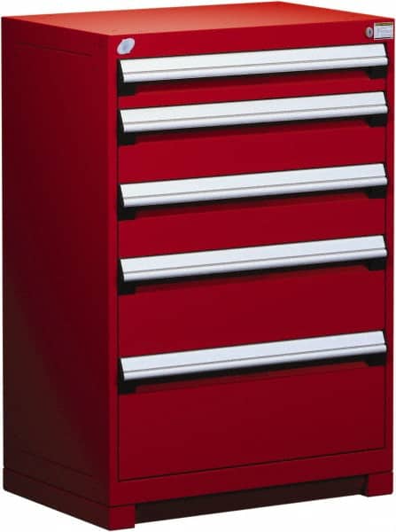 Rousseau Metal - 5 Drawer, Modular Storage Cabinet - Steel, 36" Wide x 24" Deep x 40" High, Flame Red - Benchmark Tooling