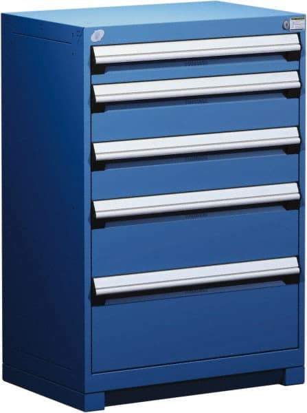 Rousseau Metal - 5 Drawer, Modular Storage Cabinet - Steel, 36" Wide x 18" Deep x 40" High, Avalanche Blue - Benchmark Tooling
