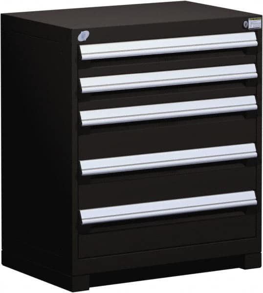 Rousseau Metal - 5 Drawer, Modular Storage Cabinet - Steel, 36" Wide x 24" Deep x 32" High, Black - Benchmark Tooling