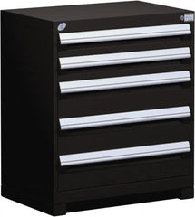 Rousseau Metal - 5 Drawer, Modular Storage Cabinet - Steel, 36" Wide x 24" Deep x 32" High, Black - Benchmark Tooling