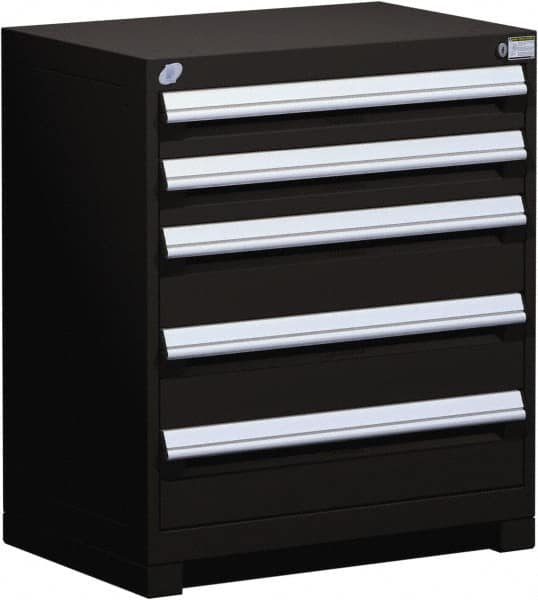 Rousseau Metal - 5 Drawer, Modular Storage Cabinet - Steel, 36" Wide x 18" Deep x 32" High, Black - Benchmark Tooling