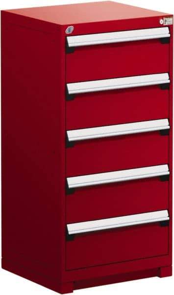 Rousseau Metal - 5 Drawer, Modular Storage Cabinet - Steel, 30" Wide x 27" Deep x 46" High, Flame Red - Benchmark Tooling
