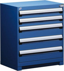 Rousseau Metal - 5 Drawer, Modular Storage Cabinet - Steel, 36" Wide x 18" Deep x 32" High, Avalanche Blue - Benchmark Tooling