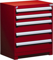 Rousseau Metal - 5 Drawer, Modular Storage Cabinet - Steel, 36" Wide x 24" Deep x 32" High, Flame Red - Benchmark Tooling