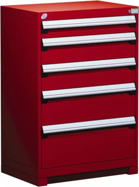 Rousseau Metal - 5 Drawer, Modular Storage Cabinet - Steel, 36" Wide x 18" Deep x 40" High, Flame Red - Benchmark Tooling