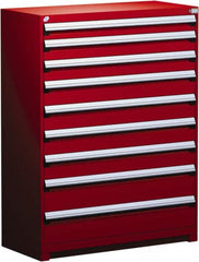 Rousseau Metal - 9 Drawer, Modular Storage Cabinet - Steel, 60" Wide x 24" Deep x 60" High, Flame Red - Benchmark Tooling
