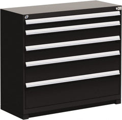 Rousseau Metal - 5 Drawer, Modular Storage Cabinet - Steel, 60" Wide x 24" Deep x 40" High, Black - Benchmark Tooling