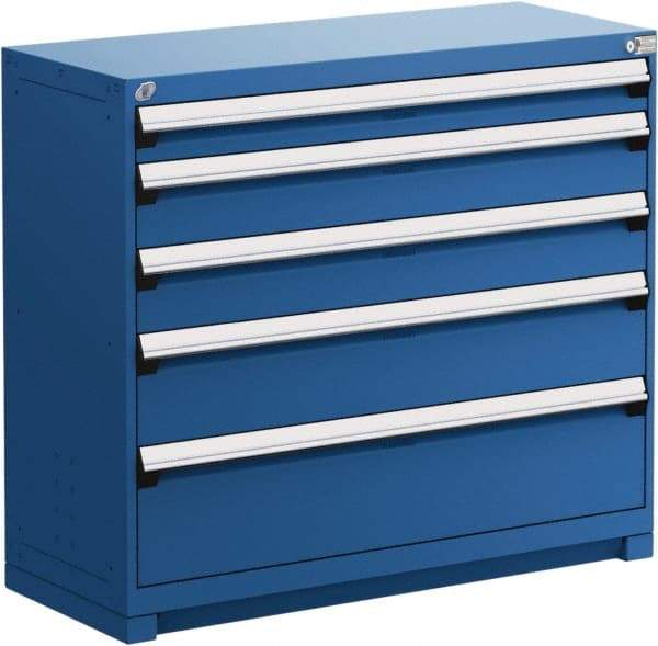 Rousseau Metal - 5 Drawer, Modular Storage Cabinet - Steel, 60" Wide x 24" Deep x 40" High, Avalanche Blue - Benchmark Tooling