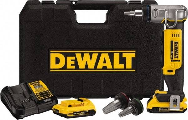 DeWALT - 3/8 to 1" Pipe Capacity, PEX Expander Tool - 9 Pieces, Cuts Pex, Includes DCE400 PEX Expander, (2) DCB203 Batteries, Charger, (3) Expander Heads (1/2", 3/4", 1"), PEX Expander Grease & Kit Box - Benchmark Tooling