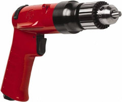 Chicago Pneumatic - 3/8" Reversible Keyed Chuck - Pistol Grip Handle, 4,000 RPM, 32 LPS, 0.5 hp - Benchmark Tooling